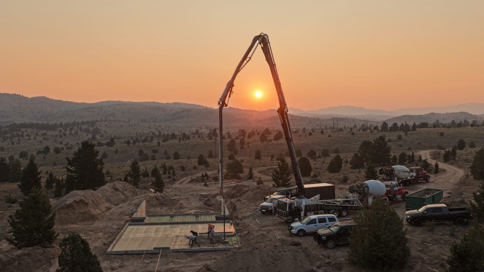 Pouring the slab at sunrise